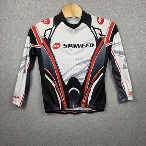 Sponeed Bike Wear Cycling Jersey Mens Large Long Sleeve Full Zip Black Red White